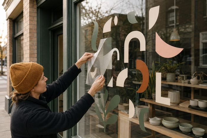 Lettrage adhésif vitrine, impression KOOPRINTA