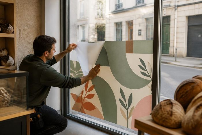 Adhésif vitrophanie pour vitrine, impression KOOPRINTA