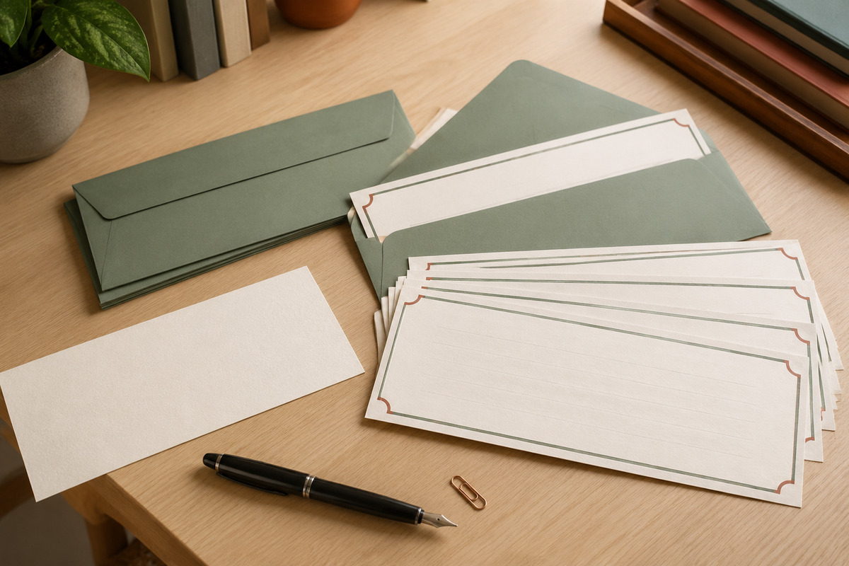 Carte de correspondance format long avec mot manuscrit