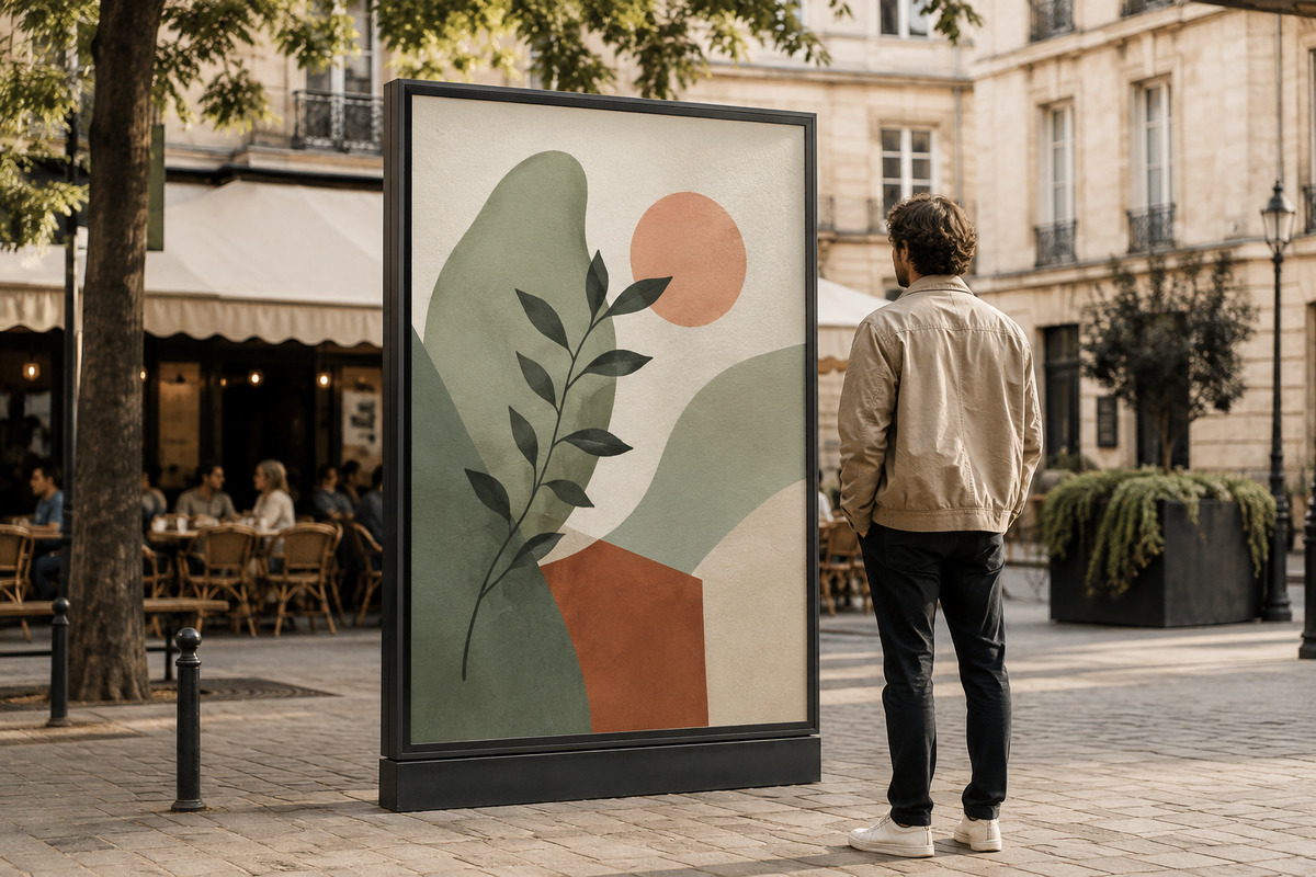 Affiche grand format en vitrine
