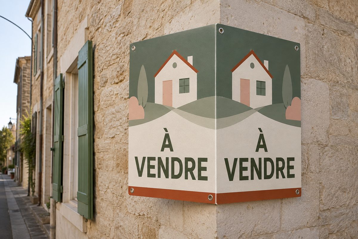 Panneau immobilier double V imprimé par KOOPRINTA