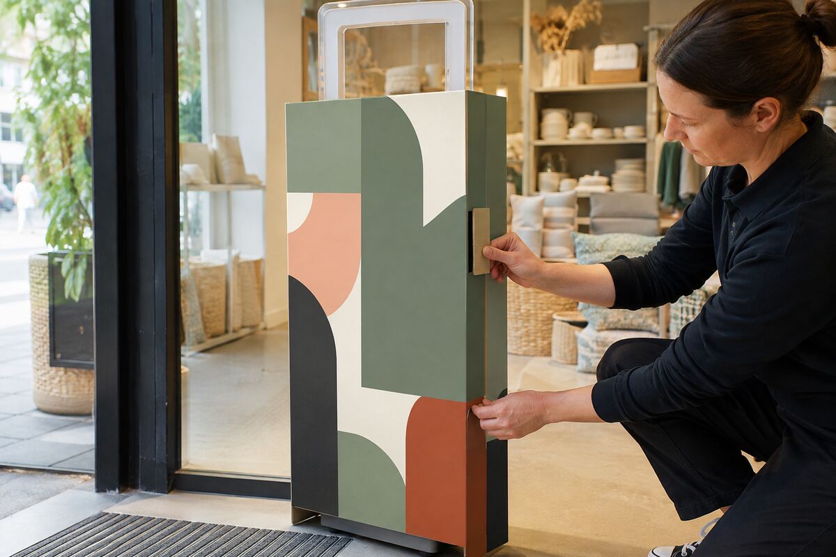 Cache borne rectangulaire imprimé en quadrichromie par KOOPRINTA