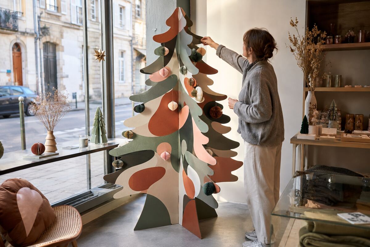 Sapin de Noël de sol imprimé en quadrichromie par KOOPRINTA