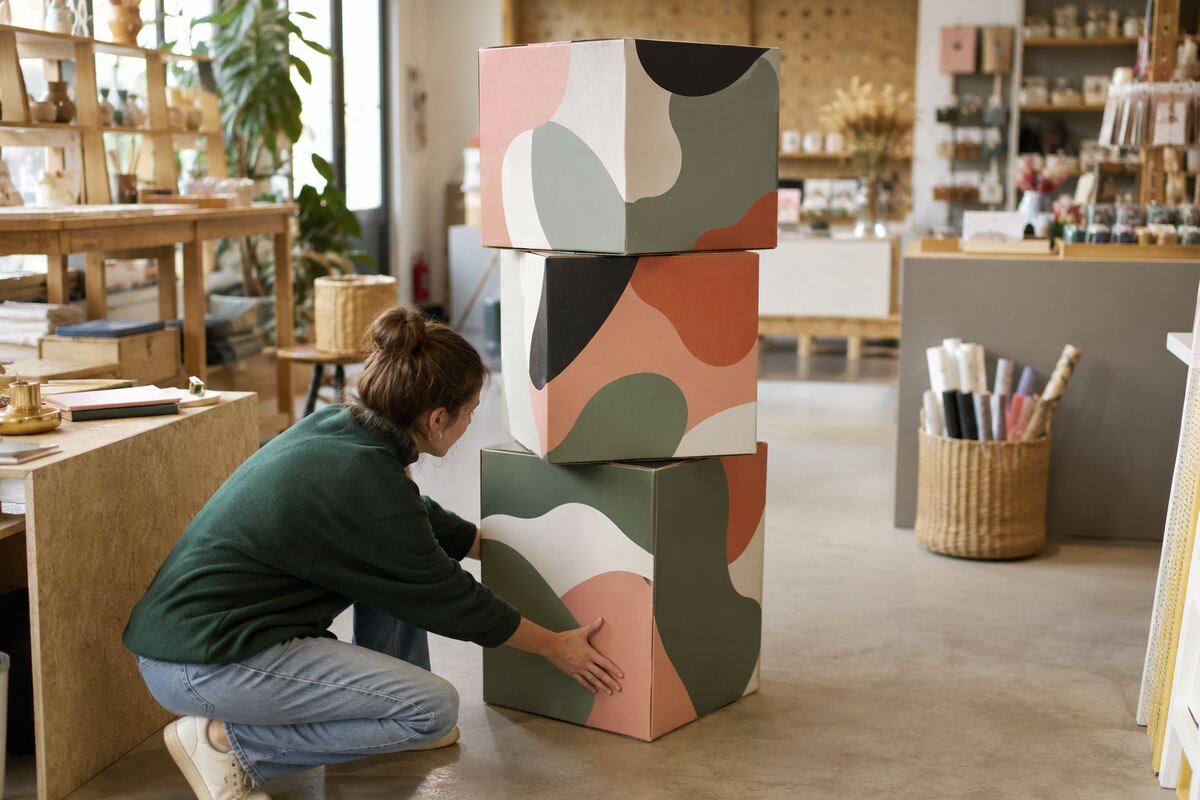 Totem cubes de sol imprimé en quadrichromie par KOOPRINTA